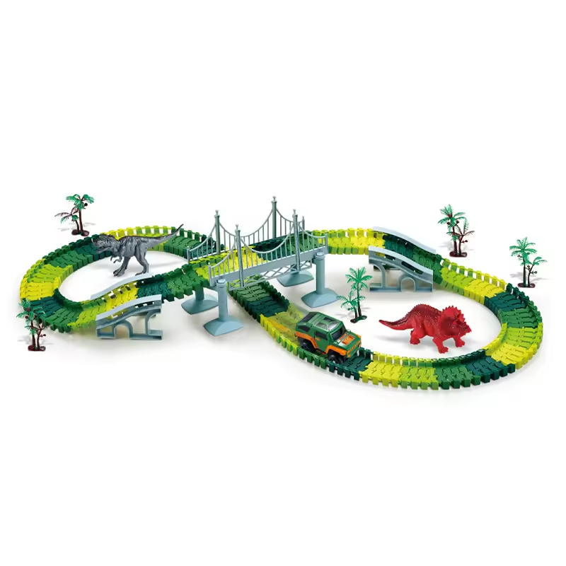 Plastic dinosaur world road toy