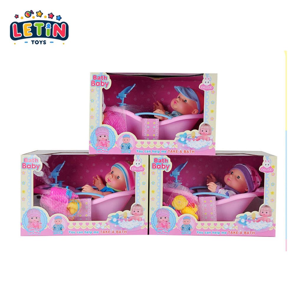 10-Inch Vinyl Baby Doll with Bathtub & Accessories (3 Styles)
