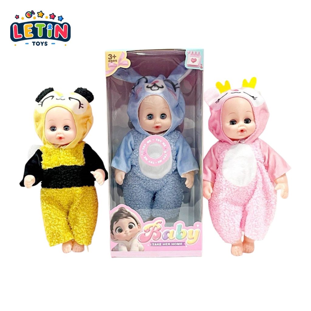 12-Inch Animal-Style Chubby Baby Doll with Sound IC, 3 Styles