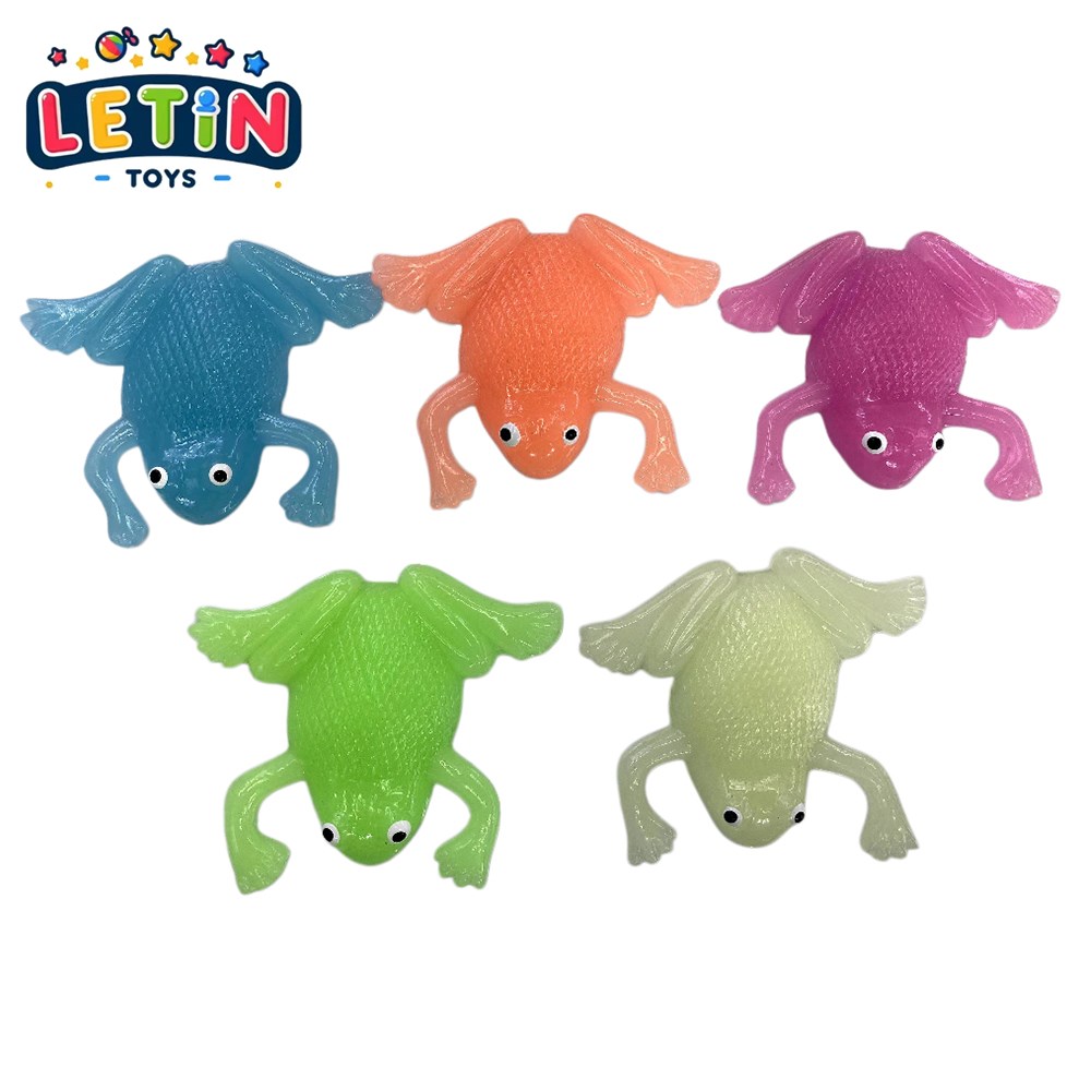 45-Piece Glow-in-the-Dark Soft Rubber Frog Figures (5 Colors)