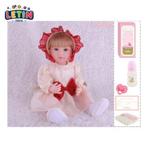 55cm Reborn Baby Doll 22 inch with Bottle and Accessories – Style 1