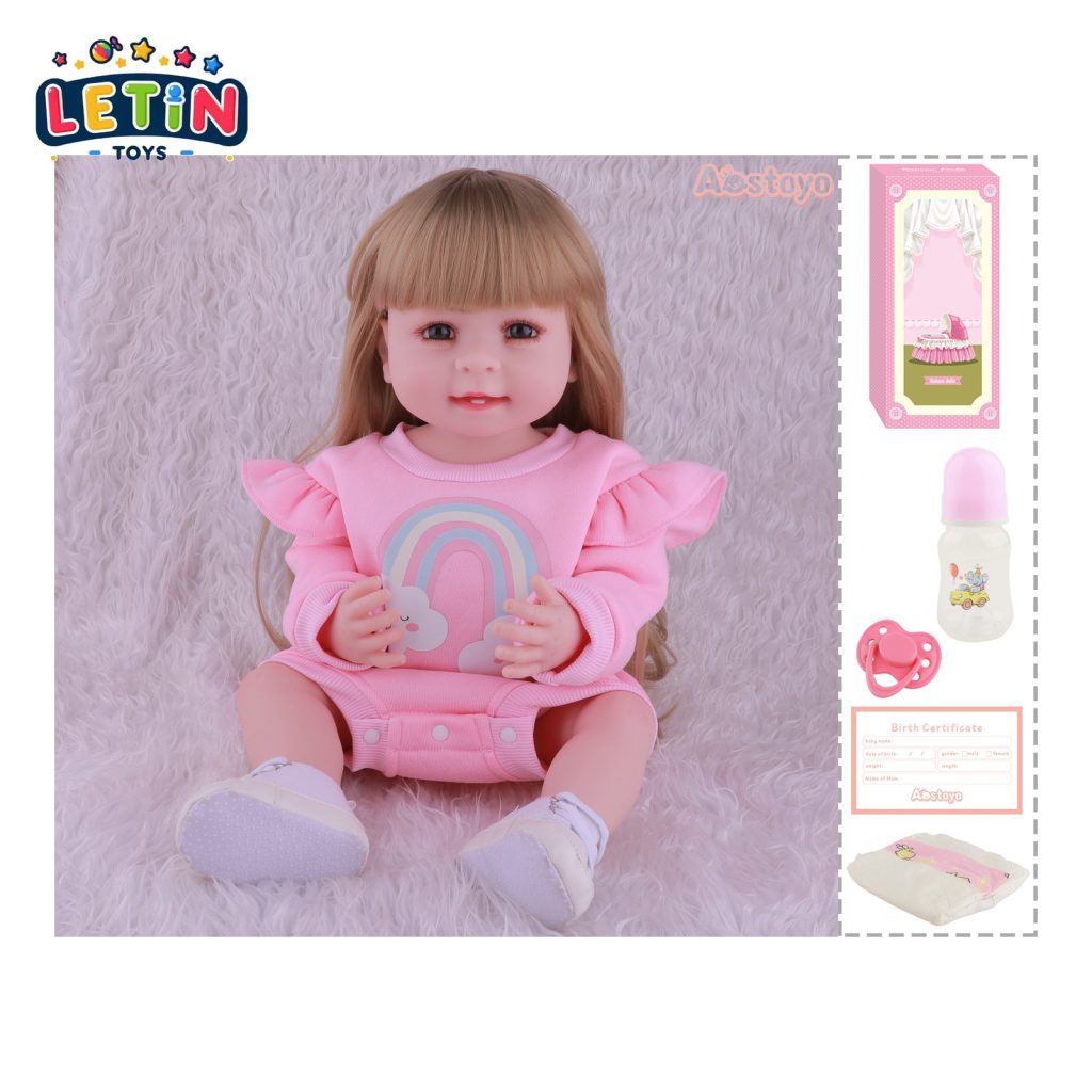 55cm Reborn Baby Doll 22 inch with Bottle and Accessories – Style 2