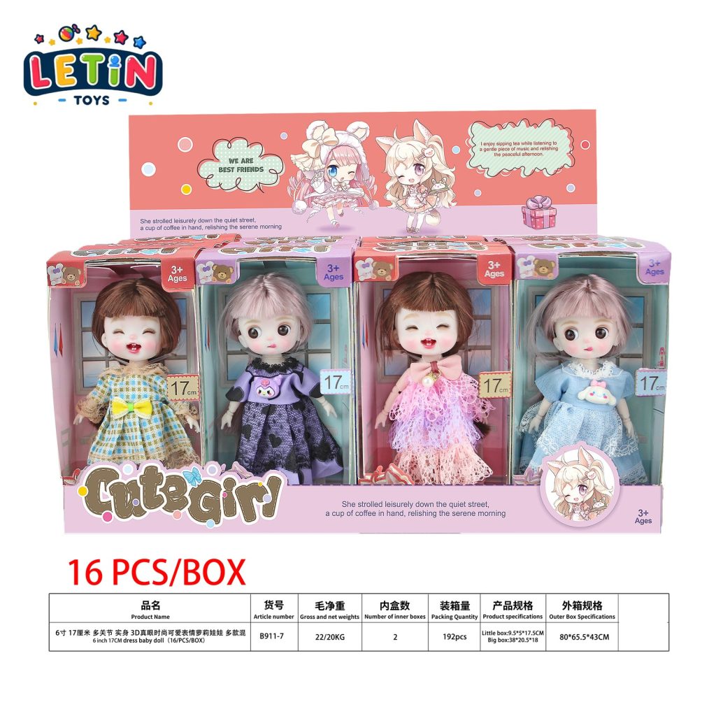 16pcs 4 Styles 13-Joint Fashion Doll 6 inch