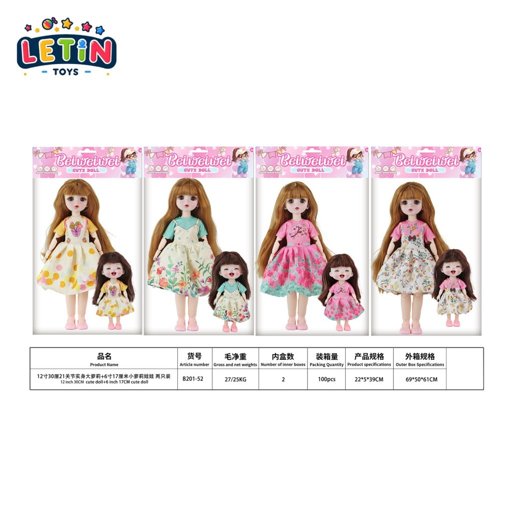 30cm 21-Joint 3D-Eye Fashion Doll with 6 Inch Mini Doll