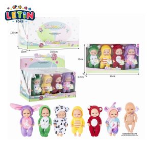 4-Inch Sleeping Baby Doll with Sound IC, Set of 3-4pcs, 6 Styles