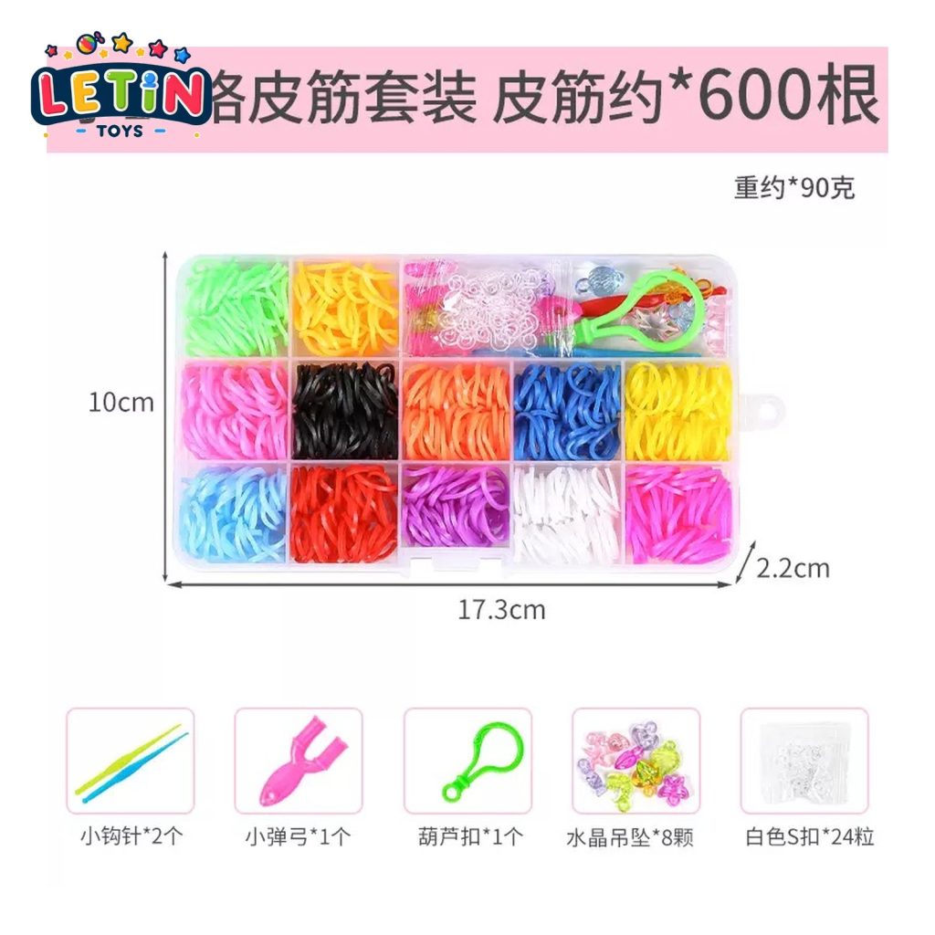 15 Grid Rubber Band Craft Set with Crystal Pendants