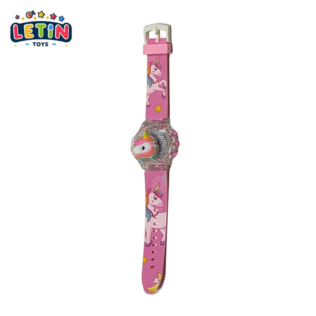 Unicorn Flip-Top Musical Toy Watch with Lights