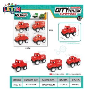 4PCS Pull-Back Fire Truck Set