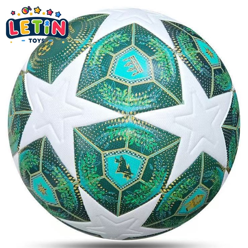 9-inch Machine-Stitched Soccer Ball (Green-White Star)