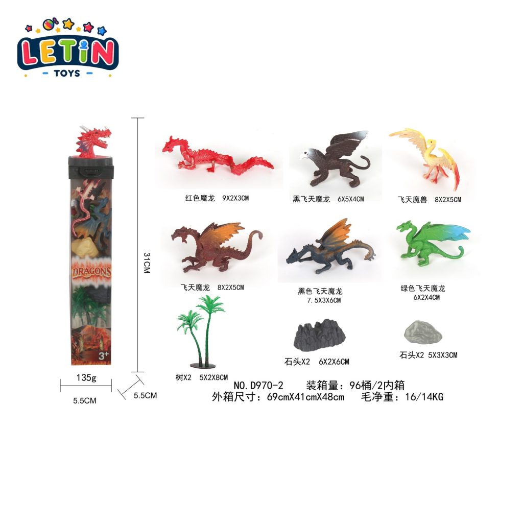 12PCS Flying Dragon Figures Tube Set
