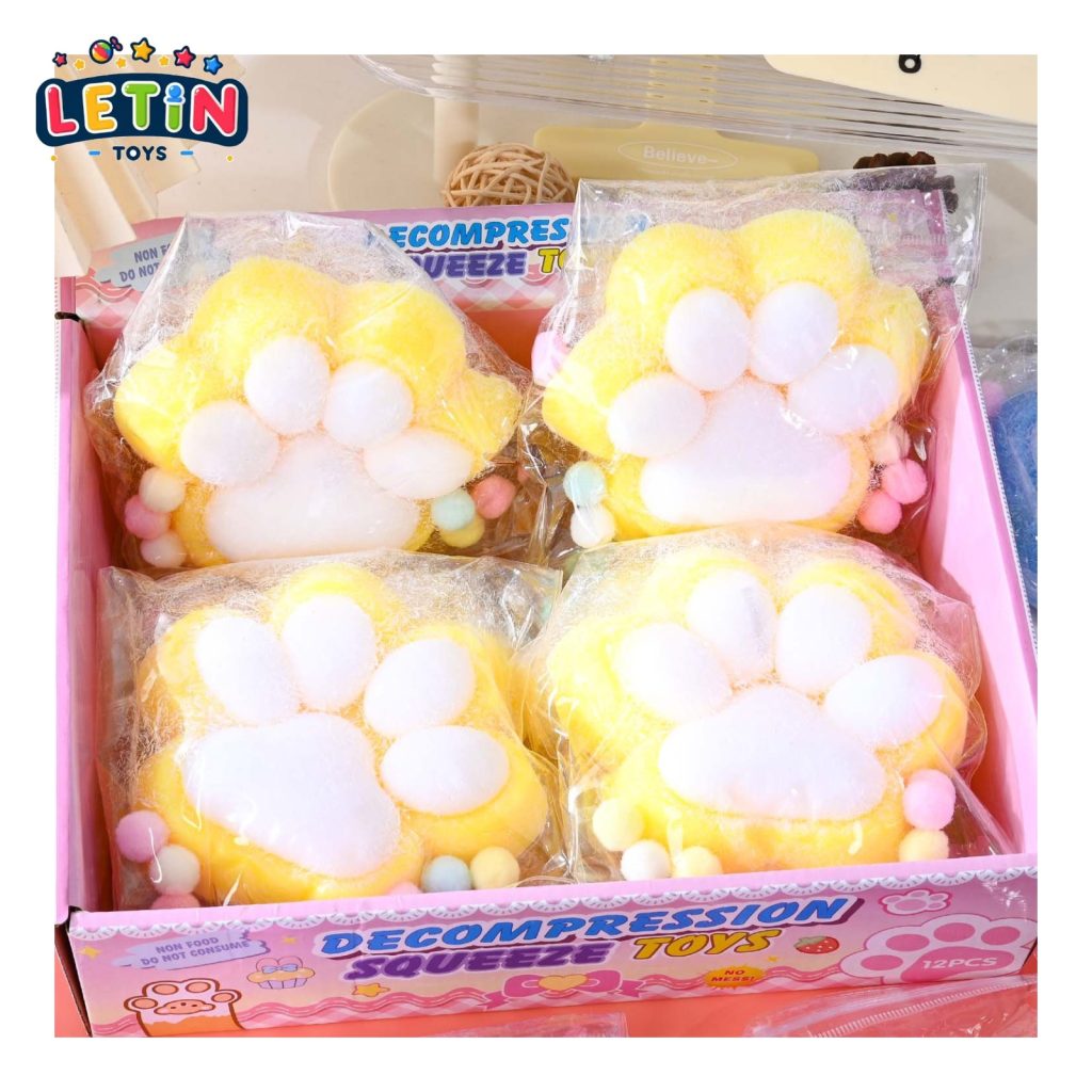Jumbo Plush Cat Paw Squishy Toys (8 Pieces, Yellow White)