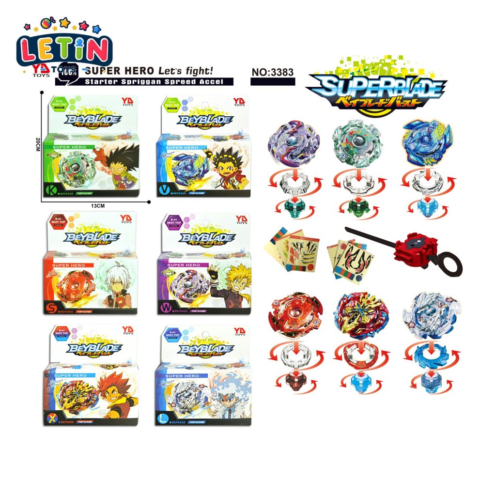 Alloy Burst Spinning Top with Ripcord 6 Styles