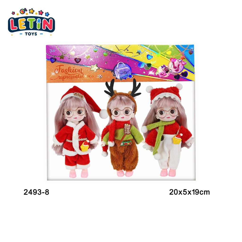 6-Inch 13-Joint Christmas Doll, 3-Piece Set
