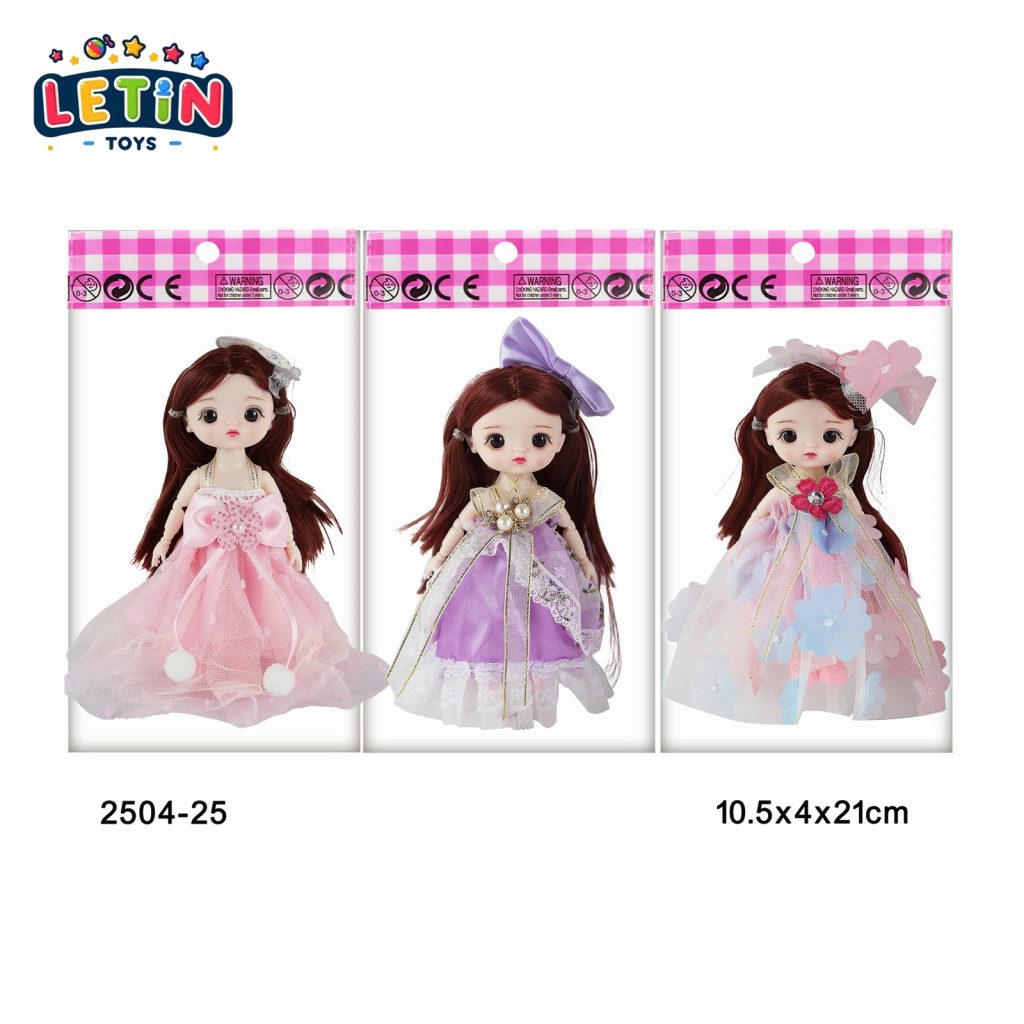 6-Inch 13-Joint Cartoon Fashion Doll, 3 Styles