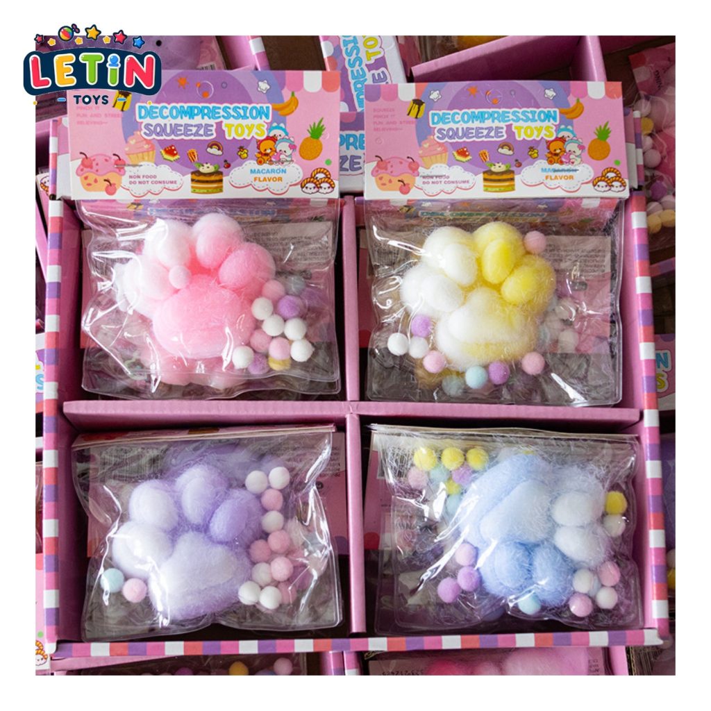 Plush Cat Paw Squishy Toys (24 Pieces, 4 Colors)