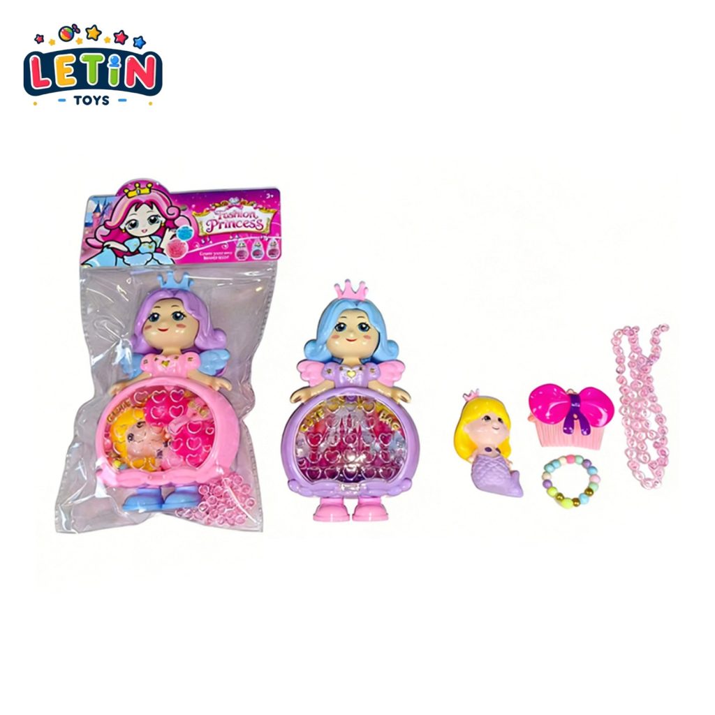Princess Pretend Play Bag with Jewelry Doll, 3 Colors