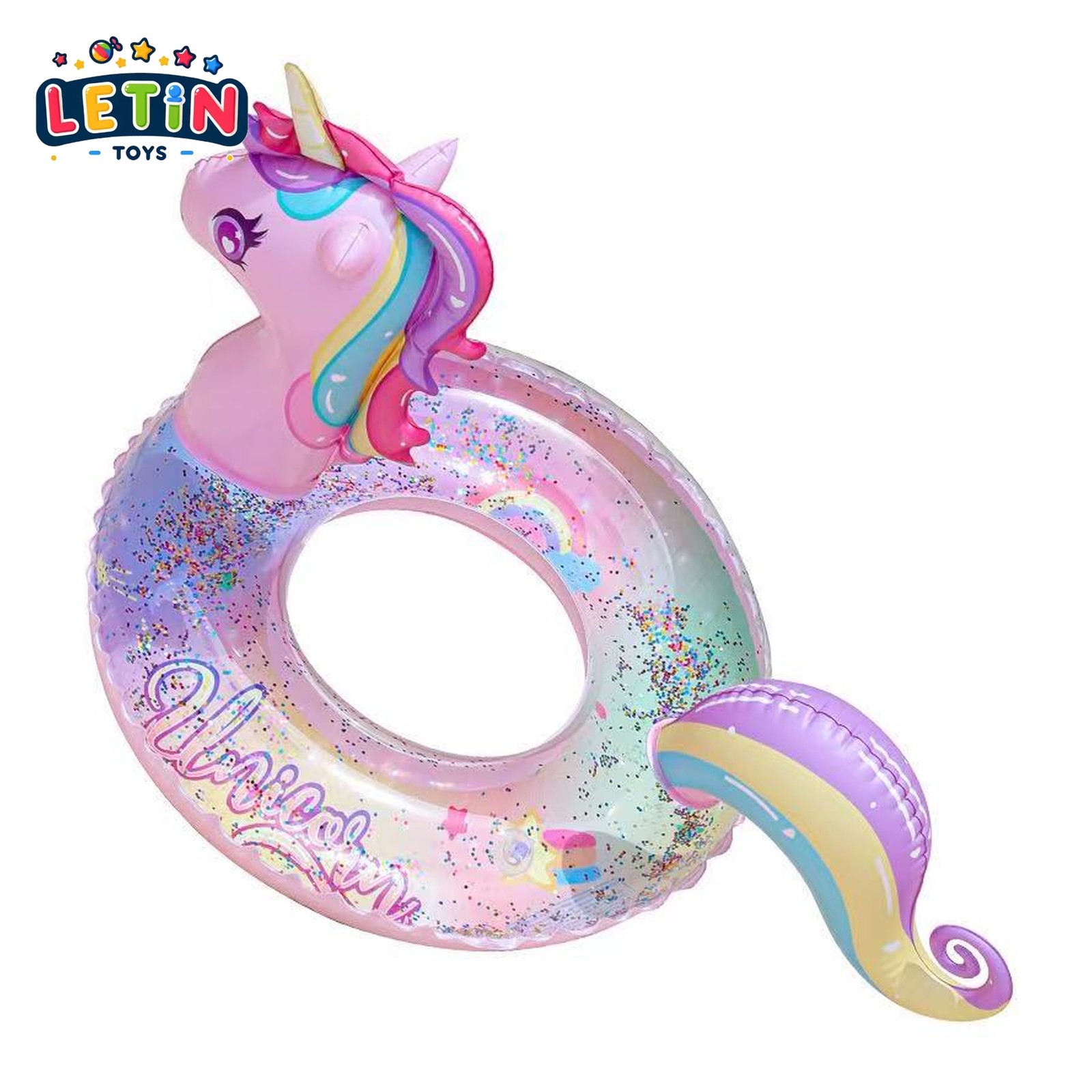 Sequin Rainbow Unicorn Pool Float Ring wholesale
