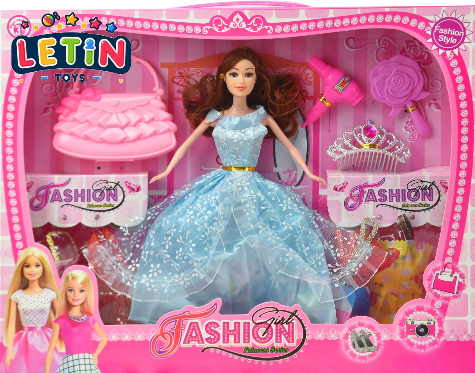 11.5-inch Fashion Doll Playset with Crown, Handbag and Hair Dryer wholesale