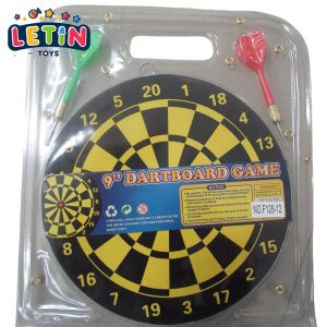 9-inch Wooden Dartboard with Steel-Tip Darts