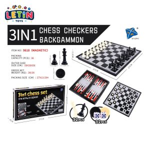 3-in-1 Magnetic Chess, Checkers & Backgammon Set