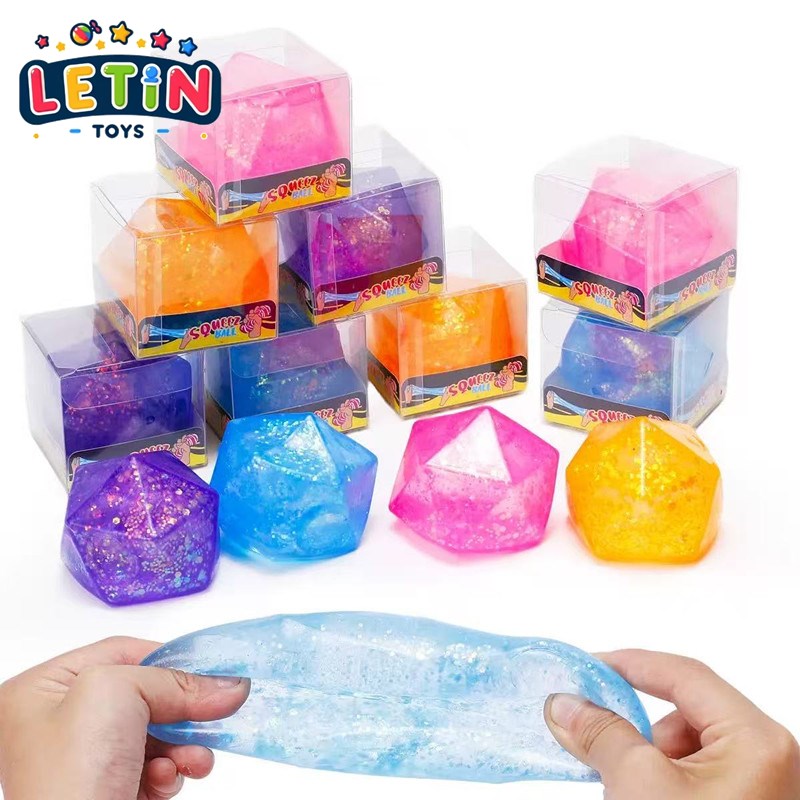 12-Piece Glitter Diamond Mochi Squishy (4 Colors)