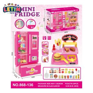 Refrigerator Playset with Hamburger Set (Light and Sound)