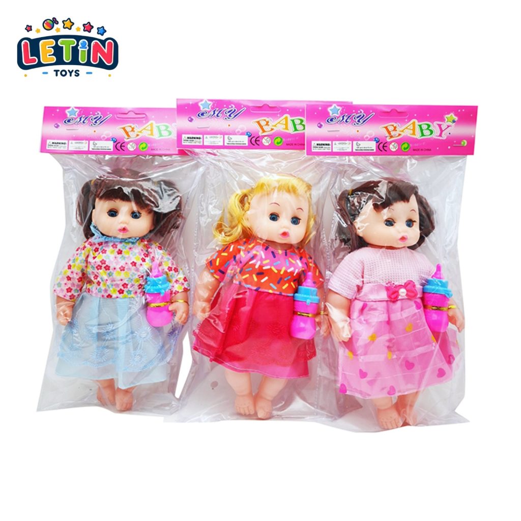 12-Inch Bent-Leg Baby Doll with Bottle, 3 Styles