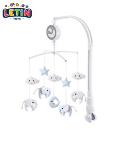 Plush Baby Crib Mobile with Bedside Bell (Moon and Stars)