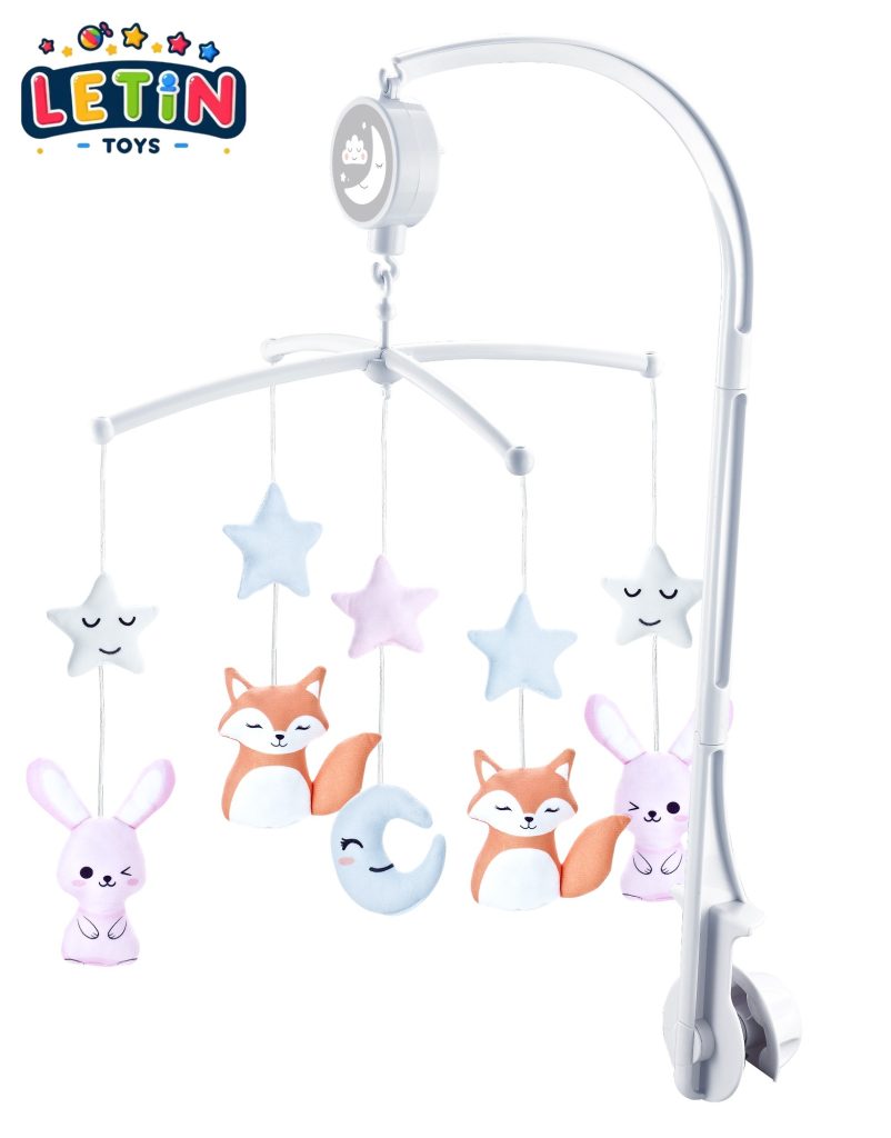 Plush Baby Crib Mobile with Bedside Bell (Woodland Animals)