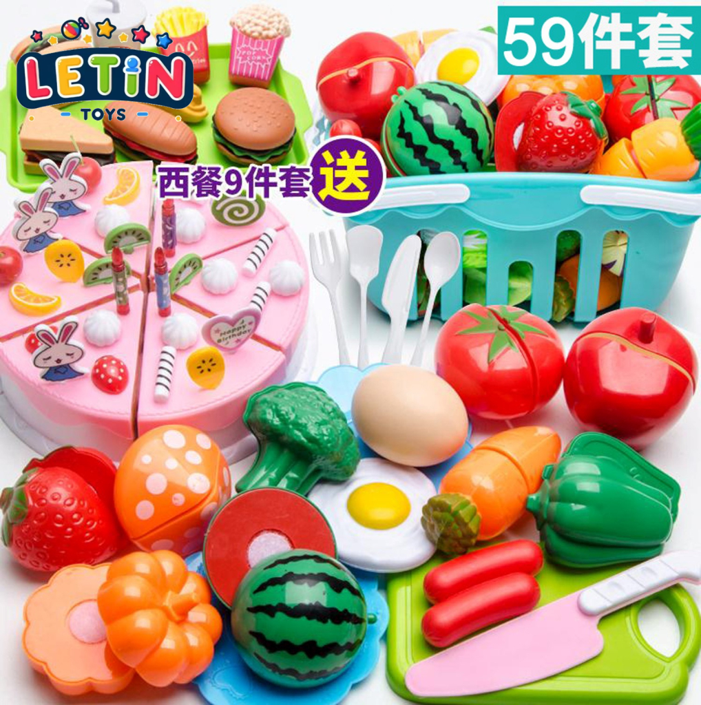 68pcs Fruit & Vegetable Cutting Playset with Basket
