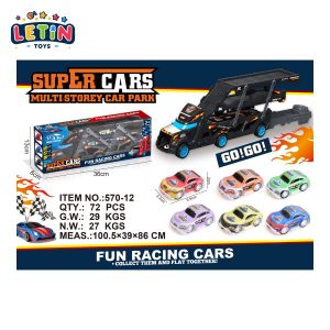 Track Carrier Truck with 6 Pull-Back Cars