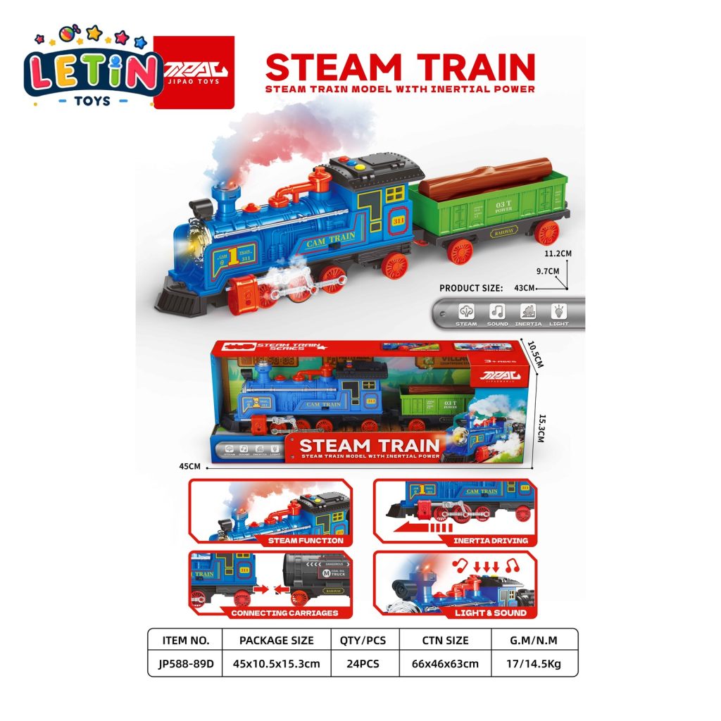 Steam Train Toy with Spray, Lights and Sound