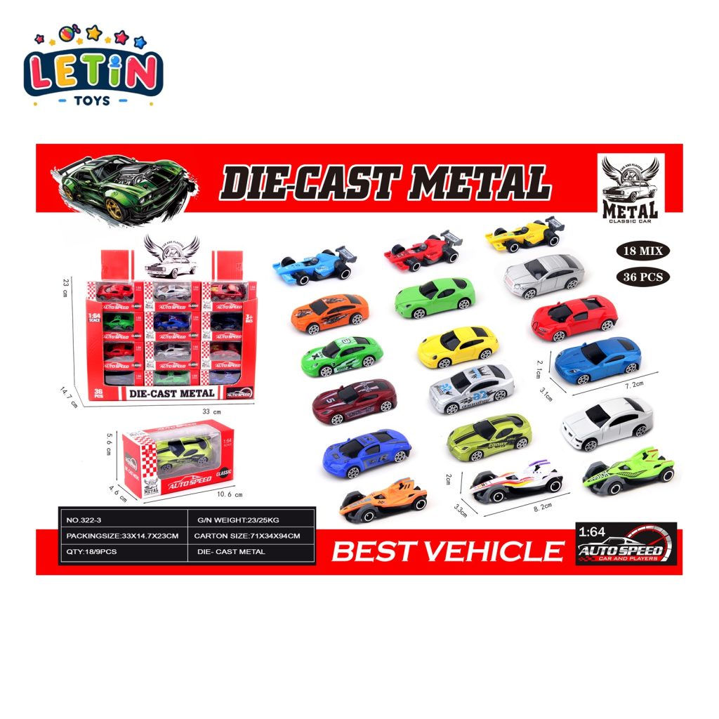36PCS Die-cast 1:64 F1 and Sports Car Set, 18 Styles