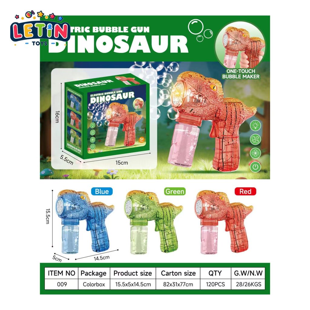 Dinosaur Electric Bubble Machine with Light, 3 Colors
