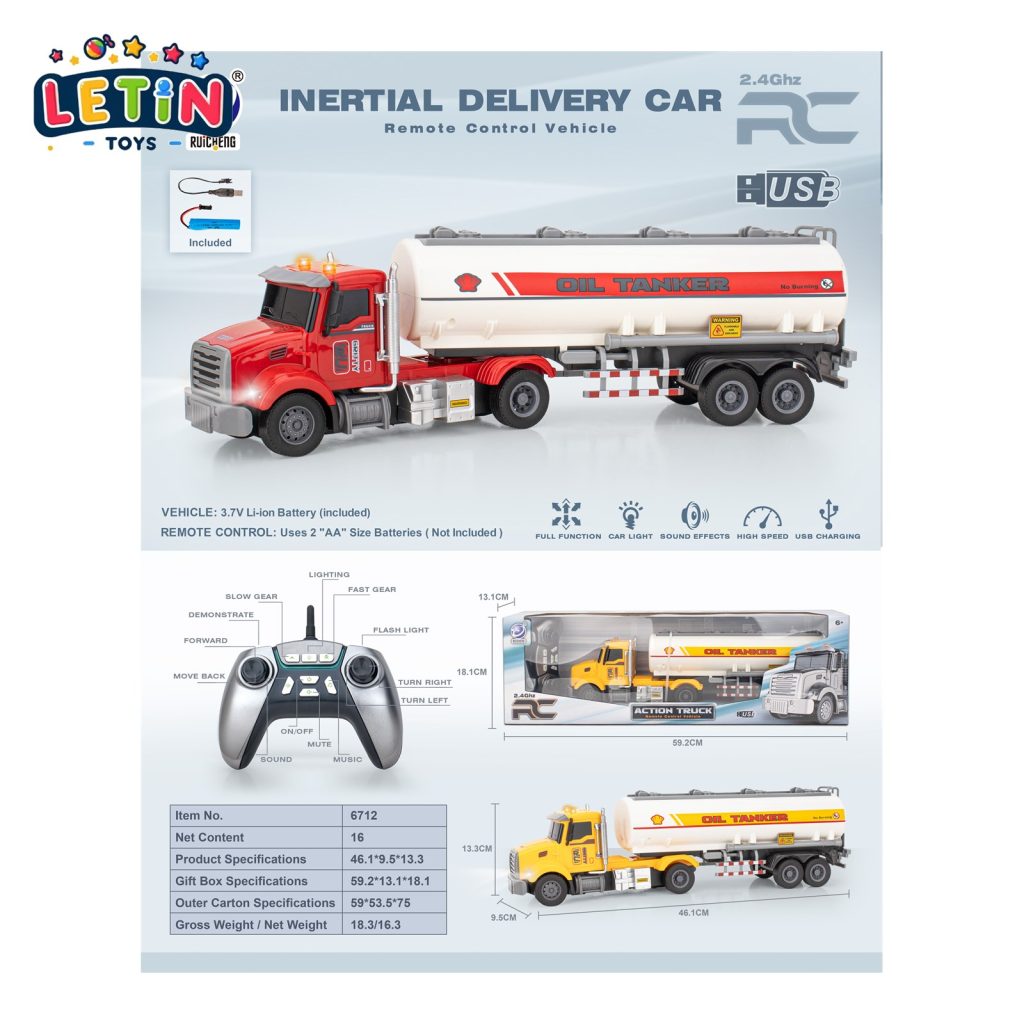 RC Semi-Trailer Tanker Truck with USB, 6-Channel, 2 Colors