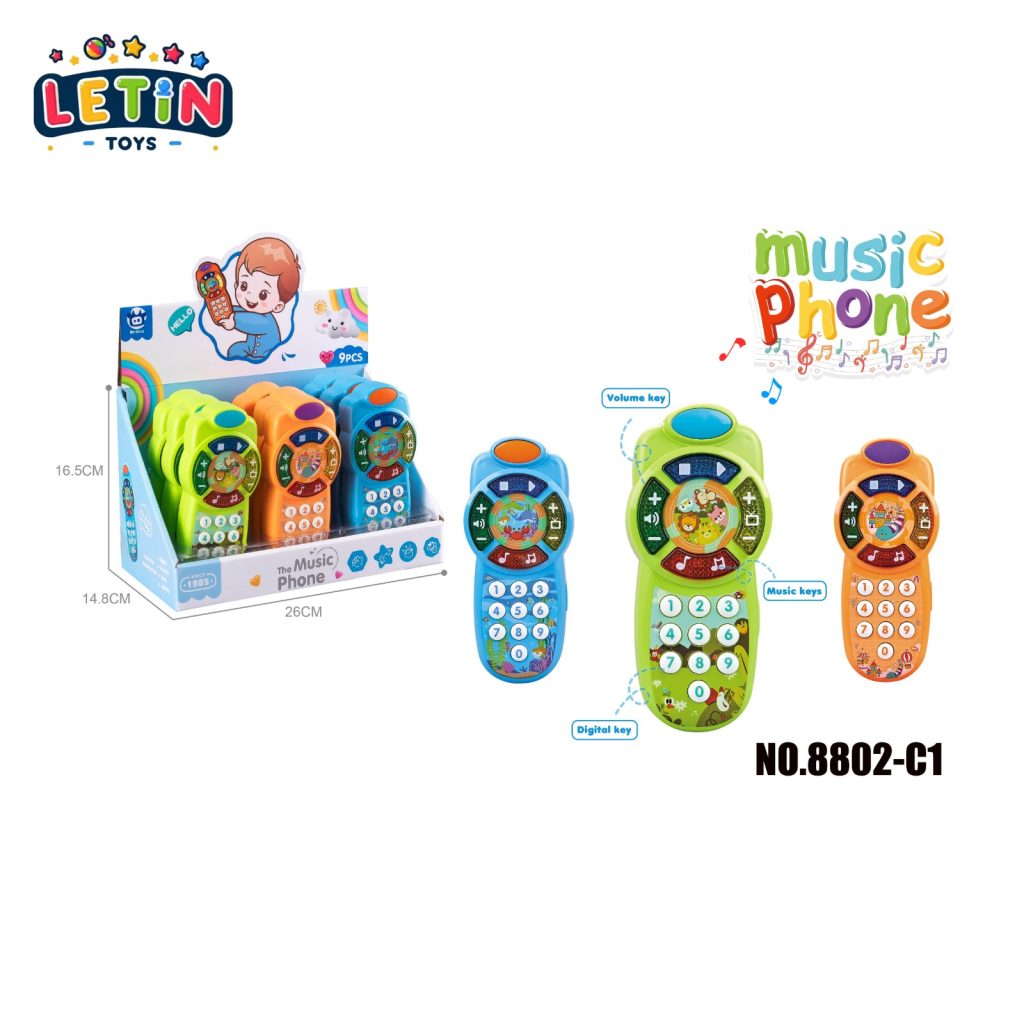 9-Piece Baby Learning Toy Phone Set with Light and Music, 3 Colors