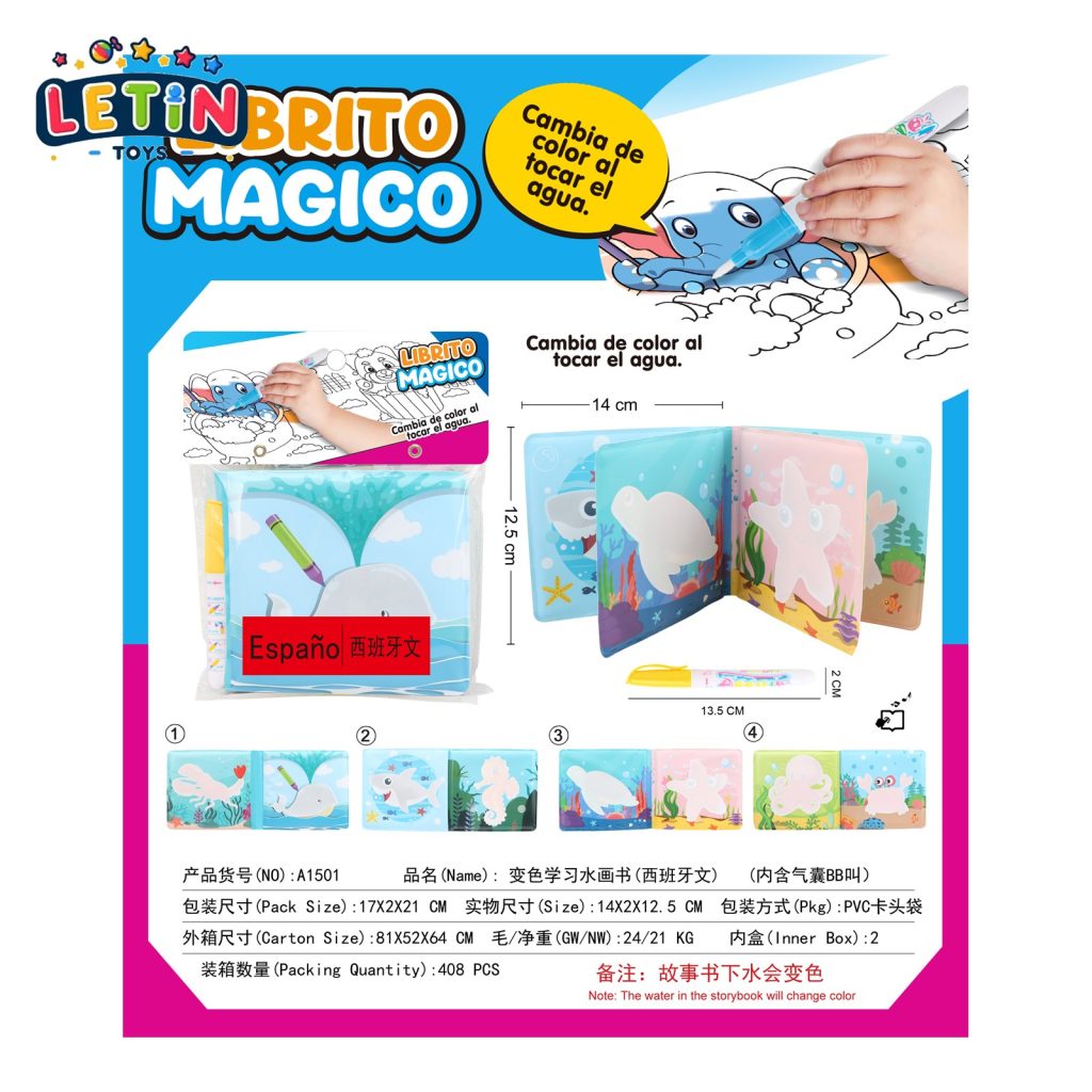 Water Painting Colour Changing Learning Book, Spanish