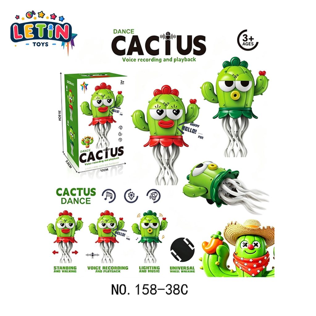 Dancing Cactus Toy with Voice Recording and Light, 2 Styles