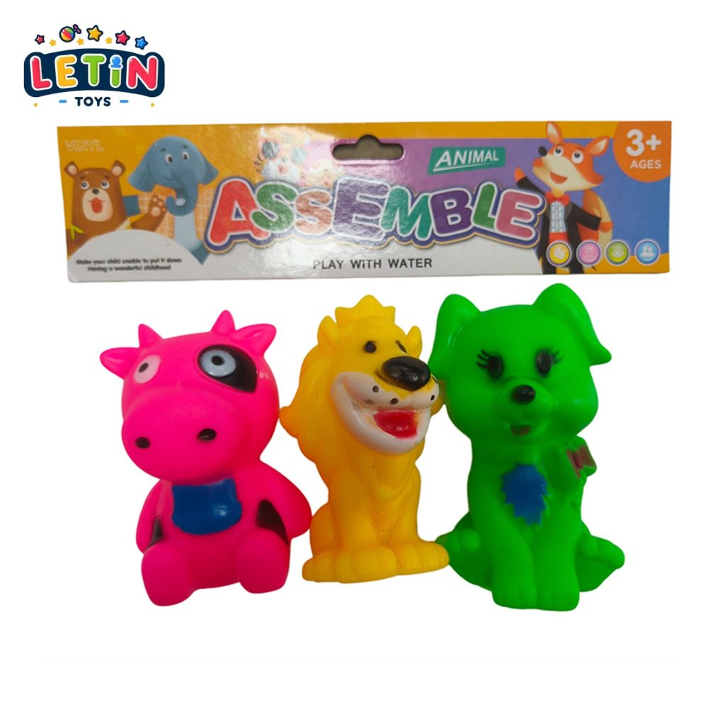 3PCS Squeaky Animal Bath Toy Set Assorted