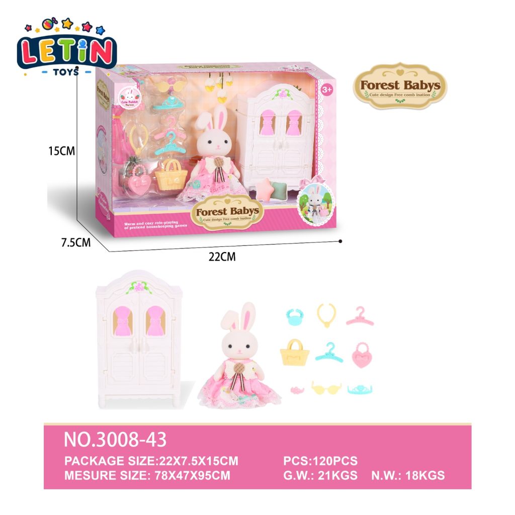 Cartoon Bunny Dollhouse Furniture Play Set