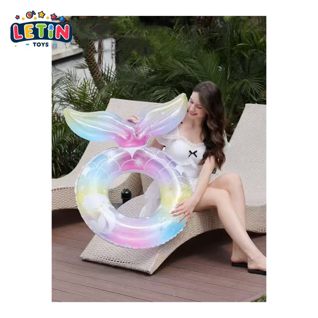 90cm Mermaid Tail Swim Ring Galaxy Purple
