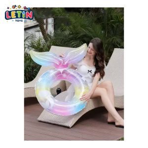 90cm Mermaid Tail Swim Ring Galaxy Purple