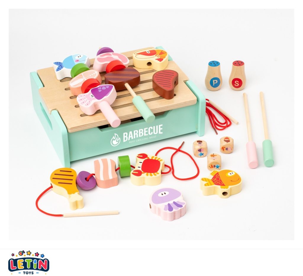Wooden BBQ Grill Pretend Play Set
