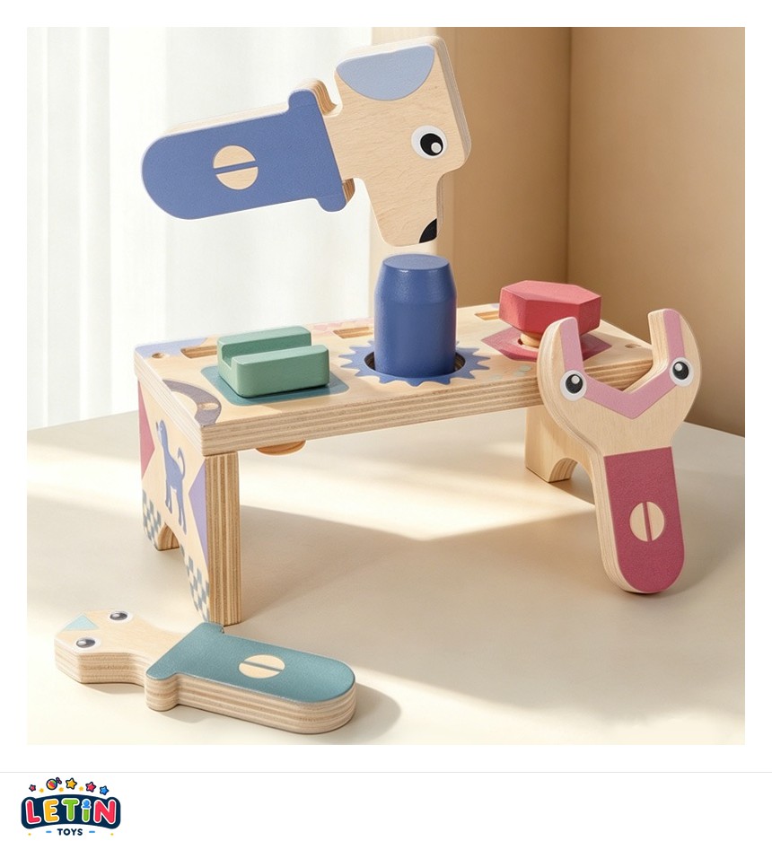 Wooden Cartoon Tool Bench Play Set