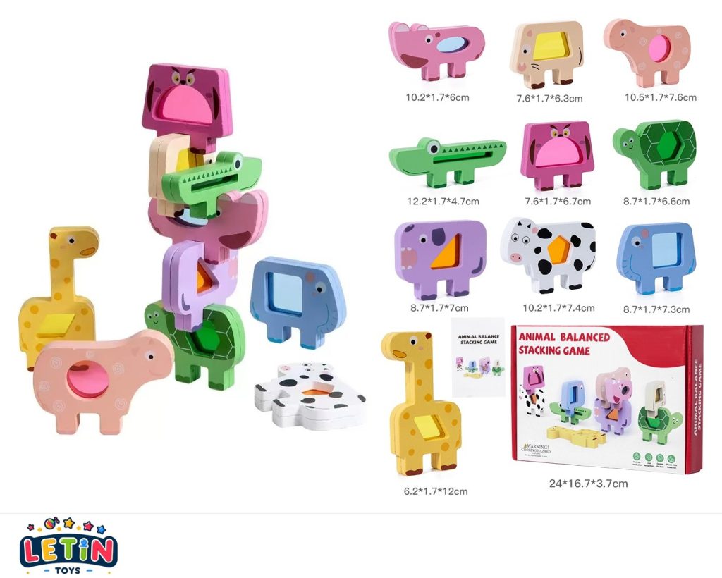 Wooden Animal Balance Stacking Game