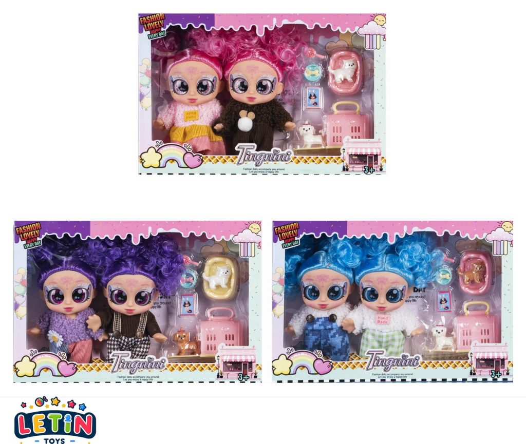 2pcs Full Vinyl 5D Big Eyes Fashion Doll Set 7 inch