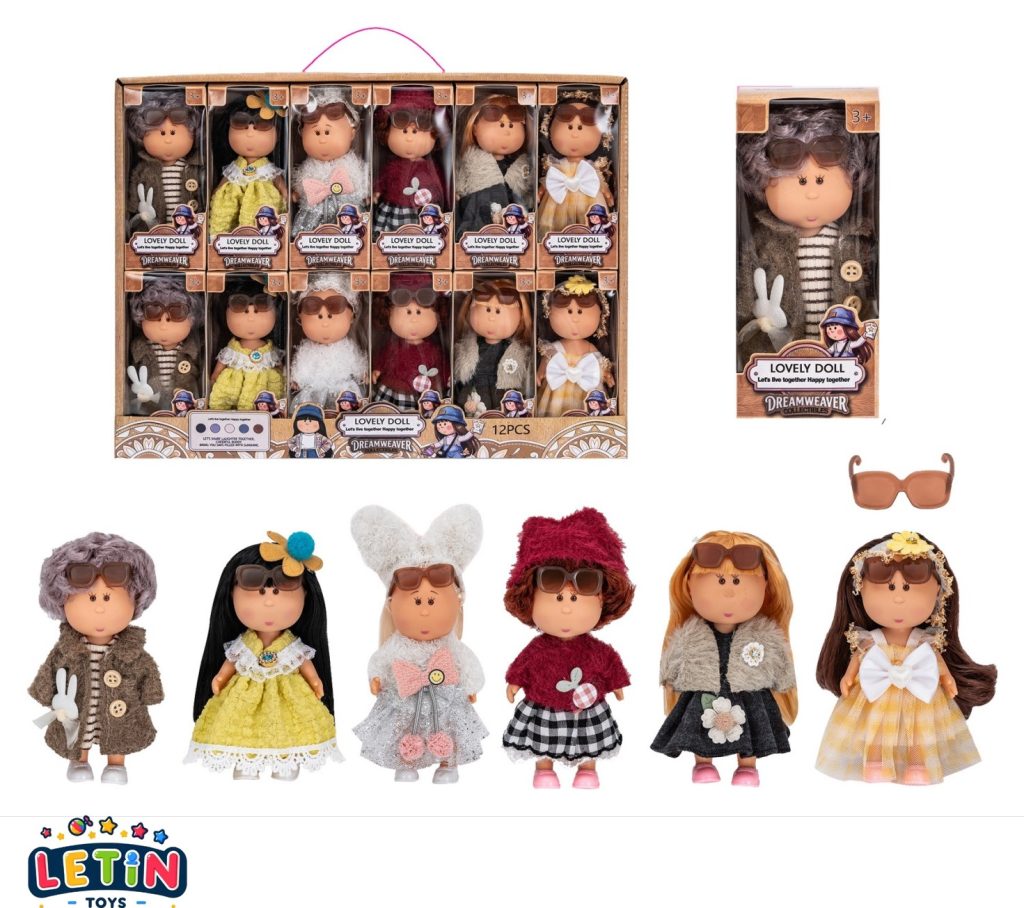 12pcs 6 Styles Full Vinyl Potato Doll with Glasses 6 inch