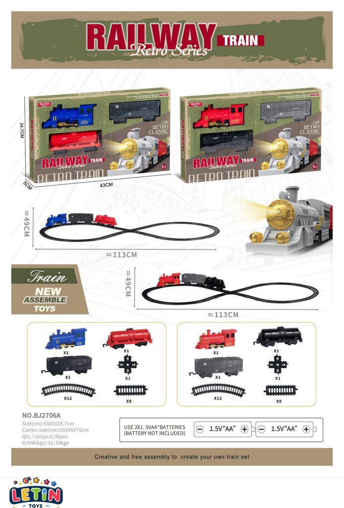 Retro Electric Train Railway Track Set with Lights and Music – Large