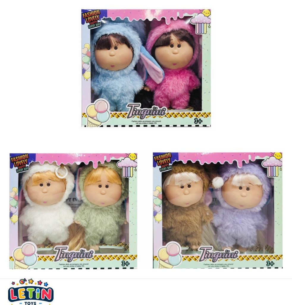 2pcs Full Vinyl 3D Eyes Potato Doll with Plush Outfit 7 inch