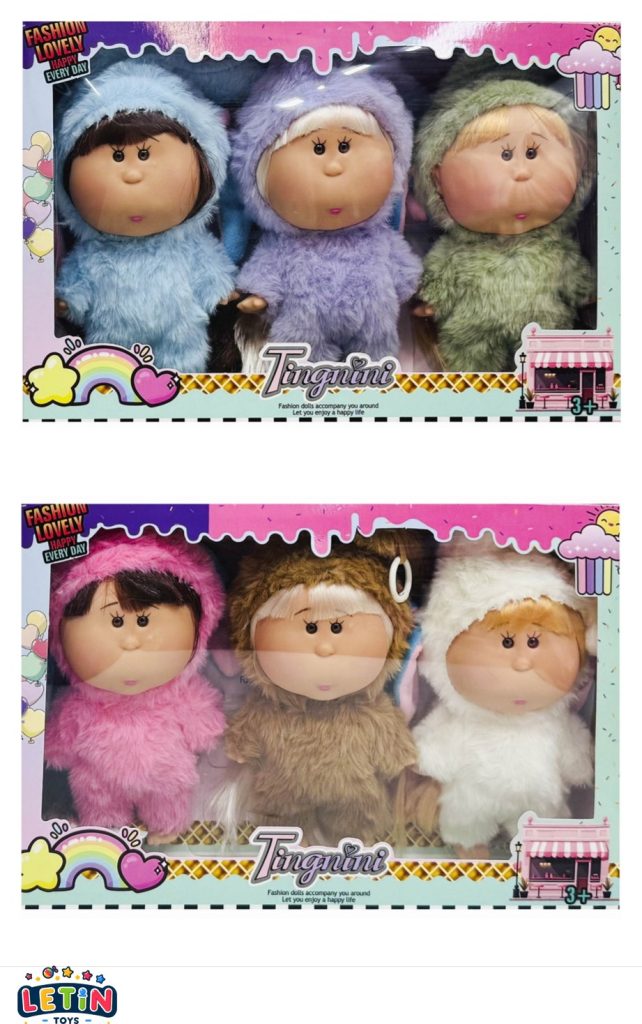 3pcs Full Vinyl 3D Eyes Potato Doll with Plush Outfit 7 inch